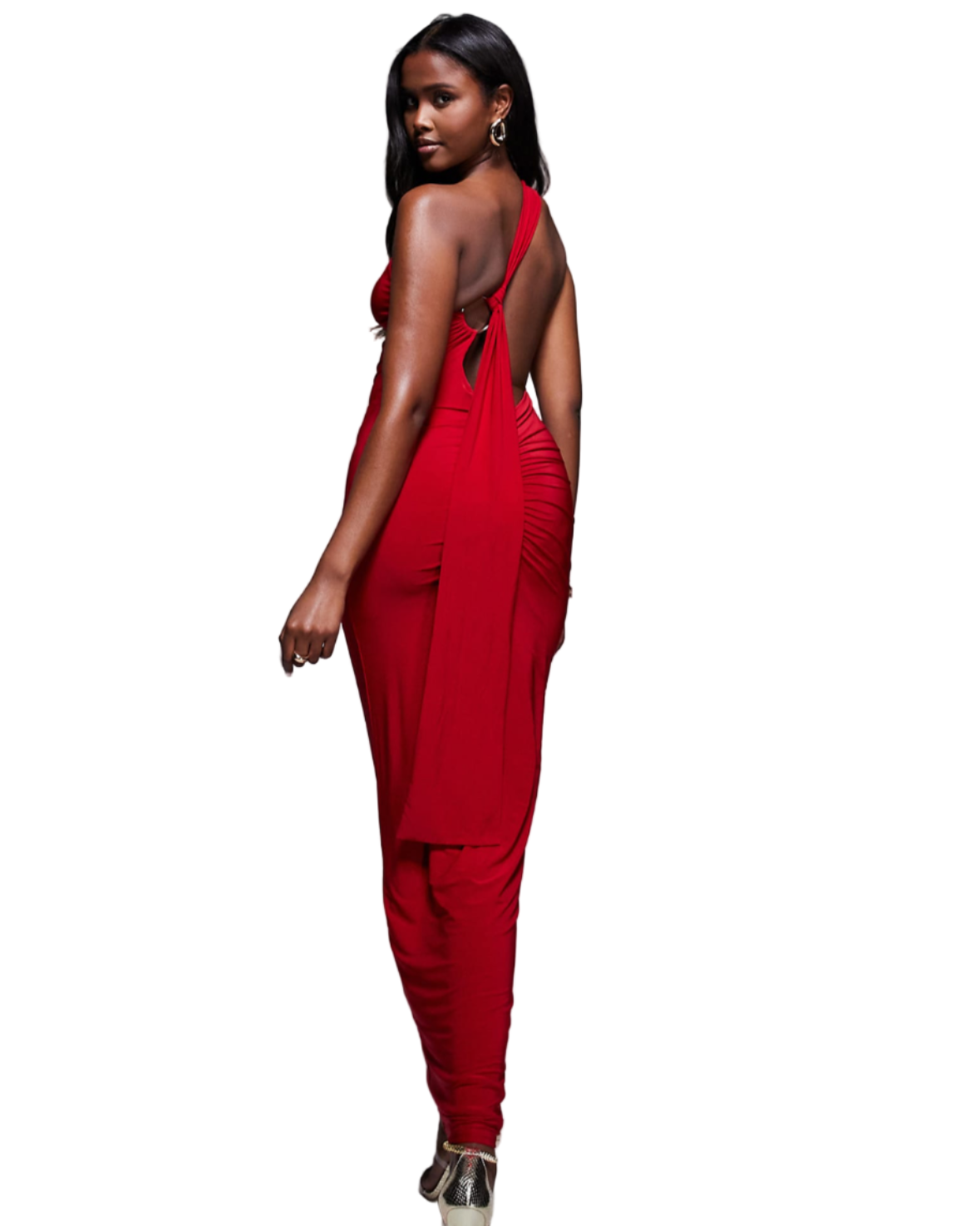 Rauður backless með gold detail