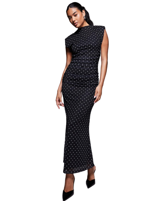 polka dot high neck kjóll