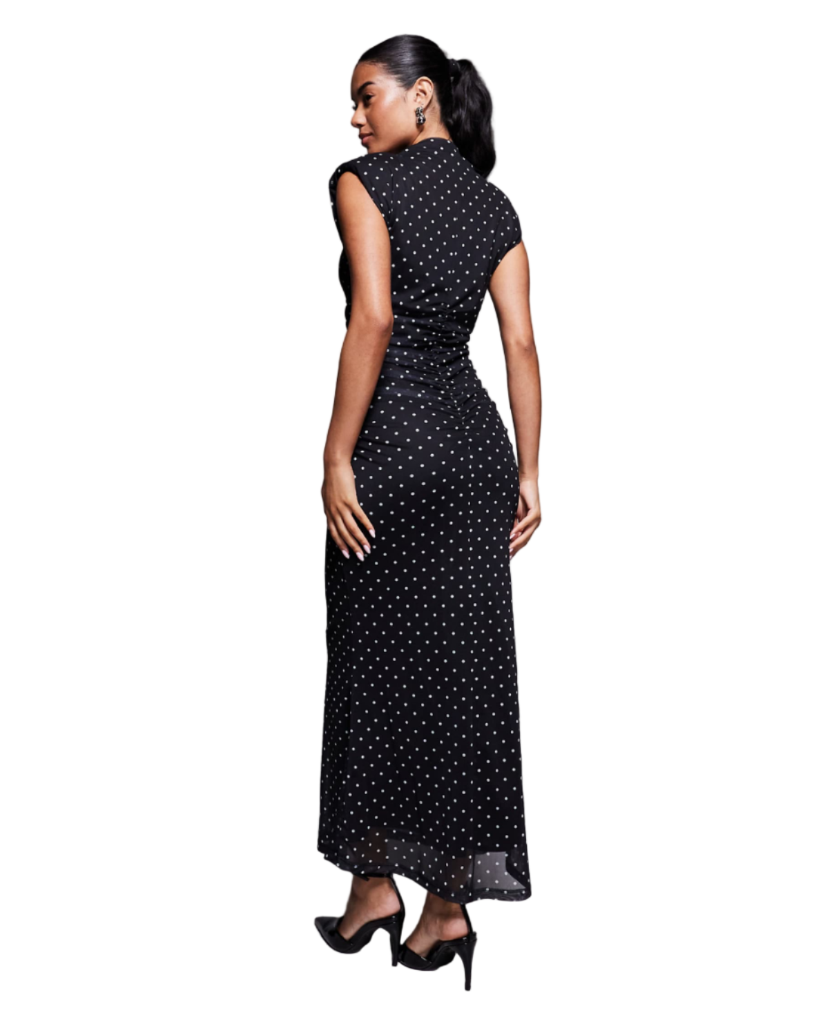 polka dot high neck kjóll